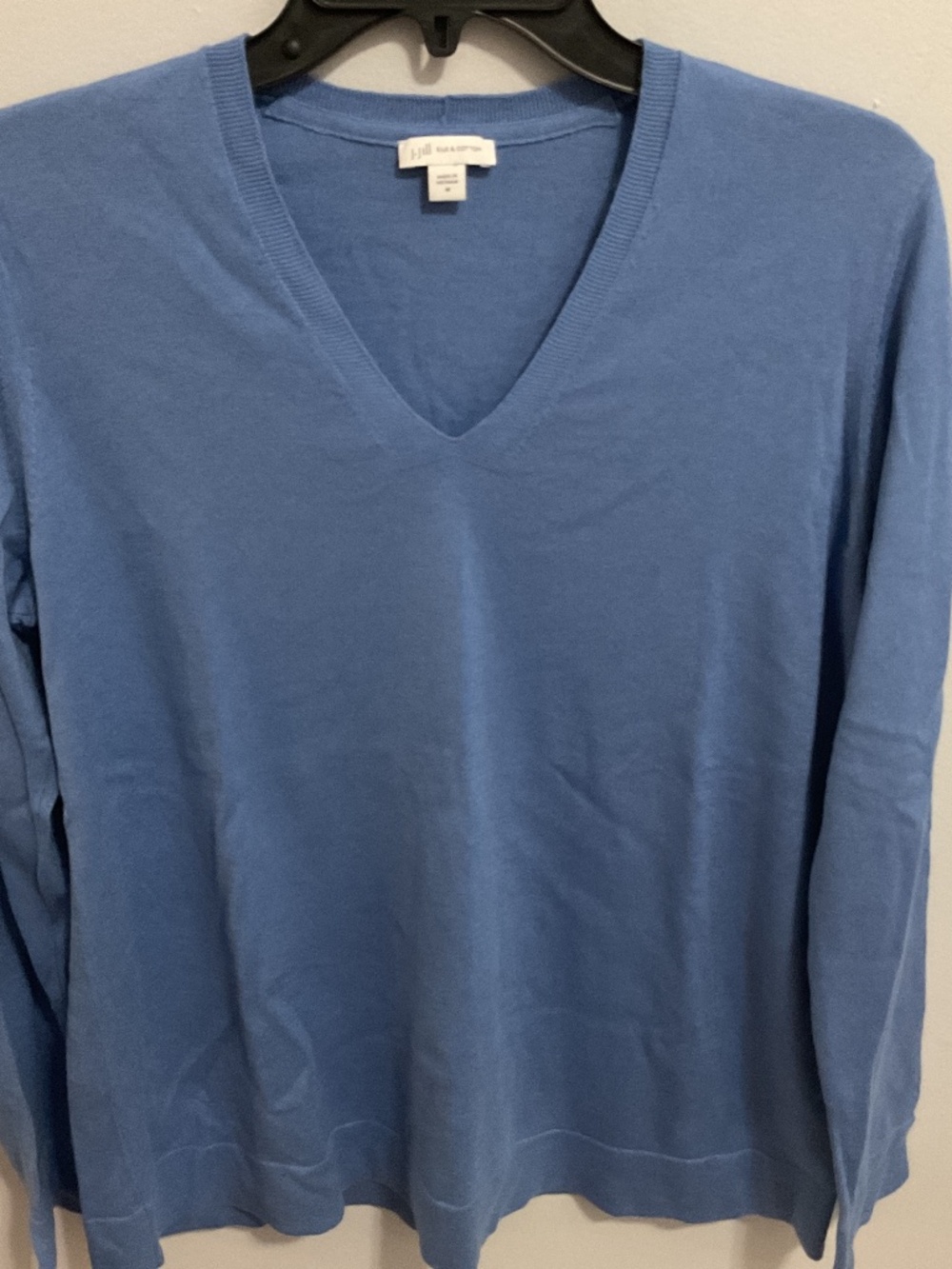 J.Jill Silk/Cotton Blend LS V-neck Sweater,MED